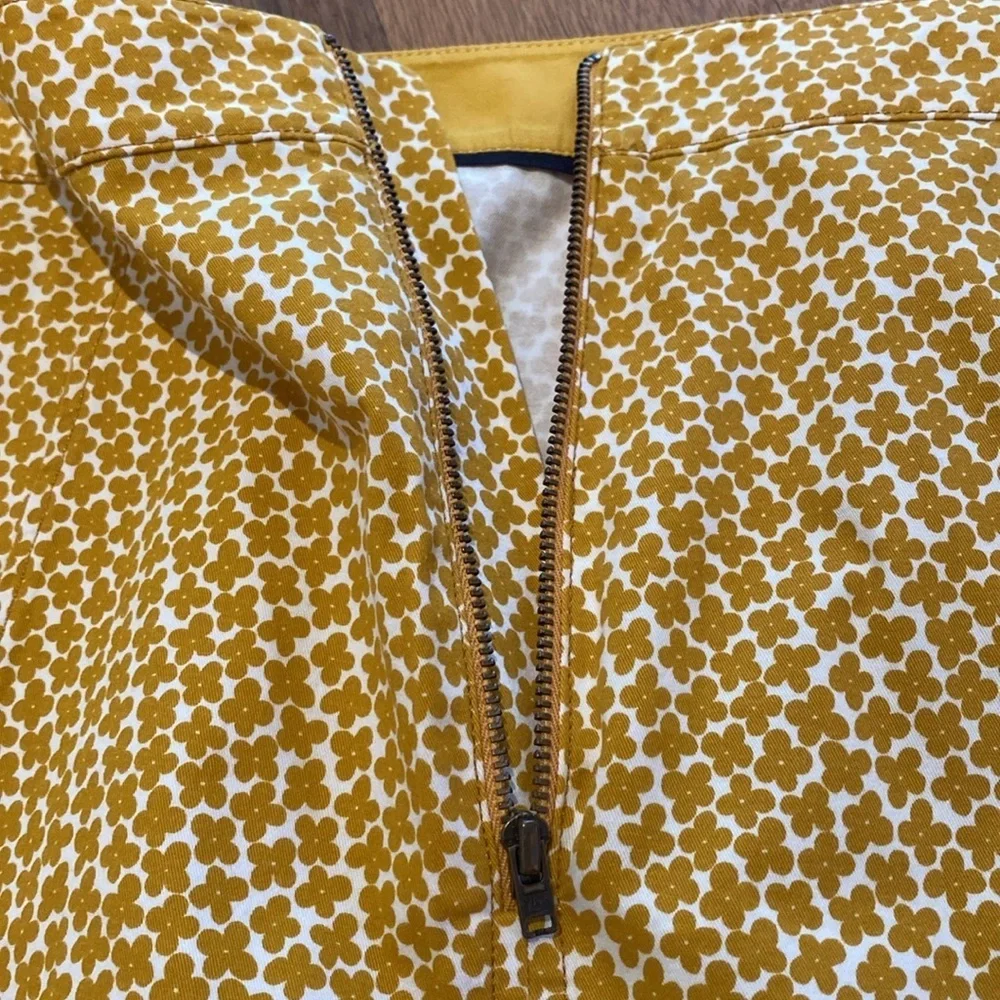 Boden Helena Chino Autumn Gold White Ditsy Floral Print Mini Skirt US 12 LONG